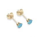 9ct yellow gold 3mm blue CZ stud Earrings
