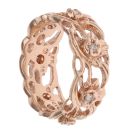 14ct Rose Gold 0.20ct Brilliant Cut Diamond Flower Patterned Ring