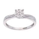 9ct White Gold 0.10ct Diamond Cluster Ring
