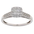 9ct White Gold 0.50ct Princess And Brilliant Cut diamond Cluster Ring
