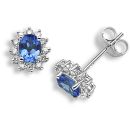 18 Carat White Gold Diamond-19pts Sapphire 1.06ct Stud Earrings
