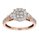 9ct Rose Gold 0.66ct Diamond Cluster Ring