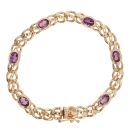 9ct Yellow Gold Purple Gemstones Celtic Bracelet 8"