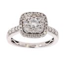 9ct White Gold 0.75ct Brilliant Cut Diamond Cluster Ring