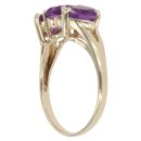 9ct Yellow Gold Amethyst Three Stone Heart Ring
