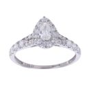 9ct White Gold 1.00ct Brilliant And Pear Cut Diamond Cluster Ring