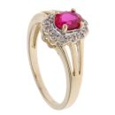 9ct Yellow Gold 0.05ct Diamond and Created Ruby Cluster Ring