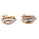 9ct Yellow, White And Rose Gold Half Pipe Stud Earrings
