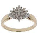 9ct Yellow Gold 0.26ct Brilliant Cut Diamond Cluster Ring