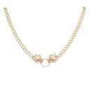 14ct Yellow Gold Pink Gemstone Duo Panther Chain 16"