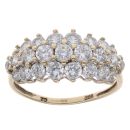 9ct Yellow Gold Cubic Zirconia Three Row Ring