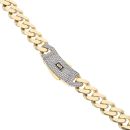 14ct Yellow Gold Monaco Classic Pave Lock Curb Chain 24"