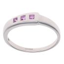 9ct White Gold Pink Sapphire Three Stone Ring