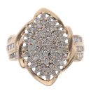 9ct Yellow Gold 1ct Brilliant and Baguette Cut Diamond Cluster Ring