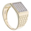 14ct Yellow Gold Cubic Zirconia Square Signet Ring