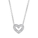 Sterling Silver Natural Diamond Heart Necklace 16+2 inch