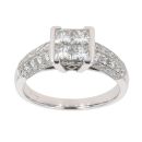 18ct White Gold 0.75ct Princess And Brilliant Cut Cluster Ring