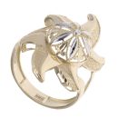 14ct Yellow And White Gold Floral Ring