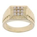 9ct Yellow Gold Cubic Zirconia Cluster Signet Ring