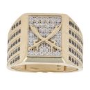 14ct Yellow Gold Cubic Zirconia Sword Signet Ring