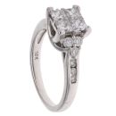 18ct White Gold 1.15ct Princess And Brilliant Cut Diamond Cluster Ring