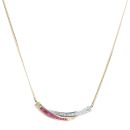 14ct Yellow And White Gold 0.10ct Diamond And Created Ruby Pendant And Chain 18"