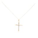 9ct Yellow And White Gold Plain Crucifix Pendant And Chain 18"