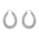 Silver Oval Crystal Hoop Earrings