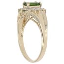 9ct Yellow Gold 0.05ct Diamond and Green Gemstone Cluster Ring