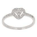 9ct White Gold 0.30ct Brilliant Cut Diamond Heart Cluster Ring