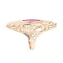 14ct Yellow Gold Red Gemstone Marquise Ring