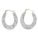9ct Yellow Gold Silver Crystal Hoop Earrings