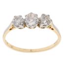 18ct Yellow Gold And Platinum 0.75ct Diamond Trilogy Ring