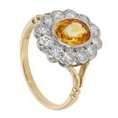 18ct Yellow Gold 1.66ct Yellow Sapphire and 0.85ct Diamond Cluster Ring