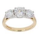 18ct Yellow Gold 1.60ct Brilliant Cut Diamond Trilogy Ring