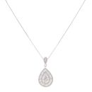 18ct White Gold 1.00ct Diamond Cluster Pear Pendant and Chain 20"
