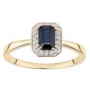 9ct Yellow Gold Octagon Sapphire and Diamond Cluster Ring