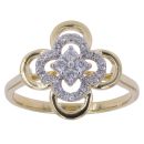 9ct Yellow Gold 0.25ct Brilliant Cut Diamond Floral Cluster Ring