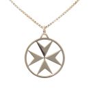 9ct Yellow Gold Maltese Cross Pendant And Chain 26"