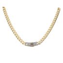 14ct Yellow Gold Monaco Classic Cubic Zirconia Baguette Pave Lock Curb Chain 20"