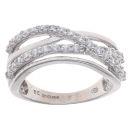 9ct White Gold Cubic Zirconia Crossover Ring