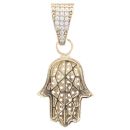 9ct Yellow Gold Cubic Zirconia Hamza Hand Pendant