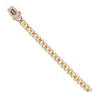 14ct Yellow Gold Monaco Classic Alternate Pave Lock Curb Bracelet 7"