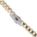 14ct Yellow Gold Monaco Classic Pave Lock Curb Chain 20"