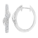 9ct White Gold Diamond Crossover Hoops