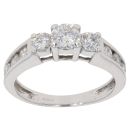 18ct White Gold 1.25ct Brilliant Cut Trilogy Ring