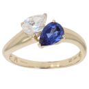 14ct Yellow Gold Cubic Zirconia and Sapphire Ring