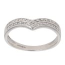 9ct White Gold 0.07ct Diamond Wishbone Ring