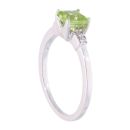9ct White Gold Peridot and Diamond Square Ring