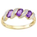 9ct Yellow Gold Diamond and Amethyst Dress Ring